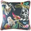 Jungle Monkeys Tropical Print Velvet Blue Filled Cushions 17'' X 17'' -Ideal Shop monkey 1 a7736f5d 2004 47a6 8af7 f8e0b687522f