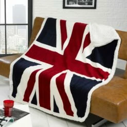 Union Jack Red Sherpa Fleece Throw
