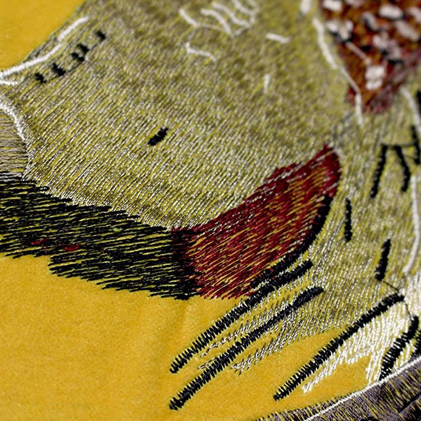 Hunter Velvet Pheasant Embroidery Mustard Filled Cushions 18'' X 18'' 4 Hunter Velvet Pheasant Embroidery Mustard Filled Cushions 18'' X 18'' - Image 2