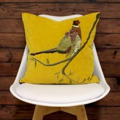 Hunter Velvet Pheasant Embroidery Mustard Filled Cushions 18'' X 18'' 7 Hunter Velvet Pheasant Embroidery Mustard Filled Cushions 18'' X 18'' -Ideal Shop mustard 3 cfce7c6e e326 4d76 a630 b2cdb58b79f5