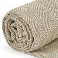 Herringbone Tasselled Recycled Cotton Throw Natural -Ideal Shop natural 3 9aa9dfe8 cd27 4f11 b216 ea9b677f203b