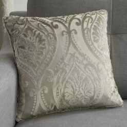 Chateau Flocked Natural Cushion Cover 17'' X 17''