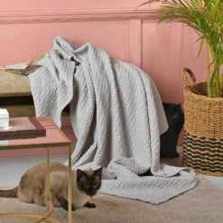 Mallory Luxury Honeycomb Waffle Throw Natural