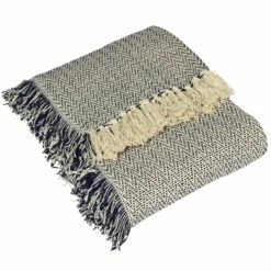 Furn Jasper Herringbone Weave Throw Navy -Ideal Shop navy 1 745acb09 8c6b 4da4 a592 53925cb1a492