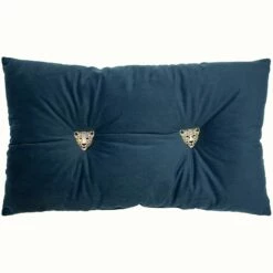 Panther Button Velvet Scatter Boudoir Cushion Navy