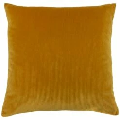 Furn Aurora Ribbed Velvet Ochre Cushion Cover 18'' X 18''