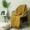 Furn Motti Woven Tufted Stripe Throw Ochre 130cm X 180cm