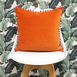 Velvet Pom Pom Bright Orange & Fuchsia Cushion Covers 18'' X 18'' 7 Velvet Pom Pom Bright Orange & Fuchsia Cushion Covers 18'' X 18'' -Ideal Shop orange 3 34db7dd6 b79b 499a 8108 6bf1e77c9691