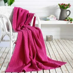 Mallory Luxury Honeycomb Waffle Throw Orchid