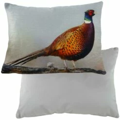 Pheasant Velvet Chenille Luxury Filled Cushions 33cm X 43cm