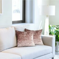 Crushed Velvet Pink Cushion Cover 17'' X 17''