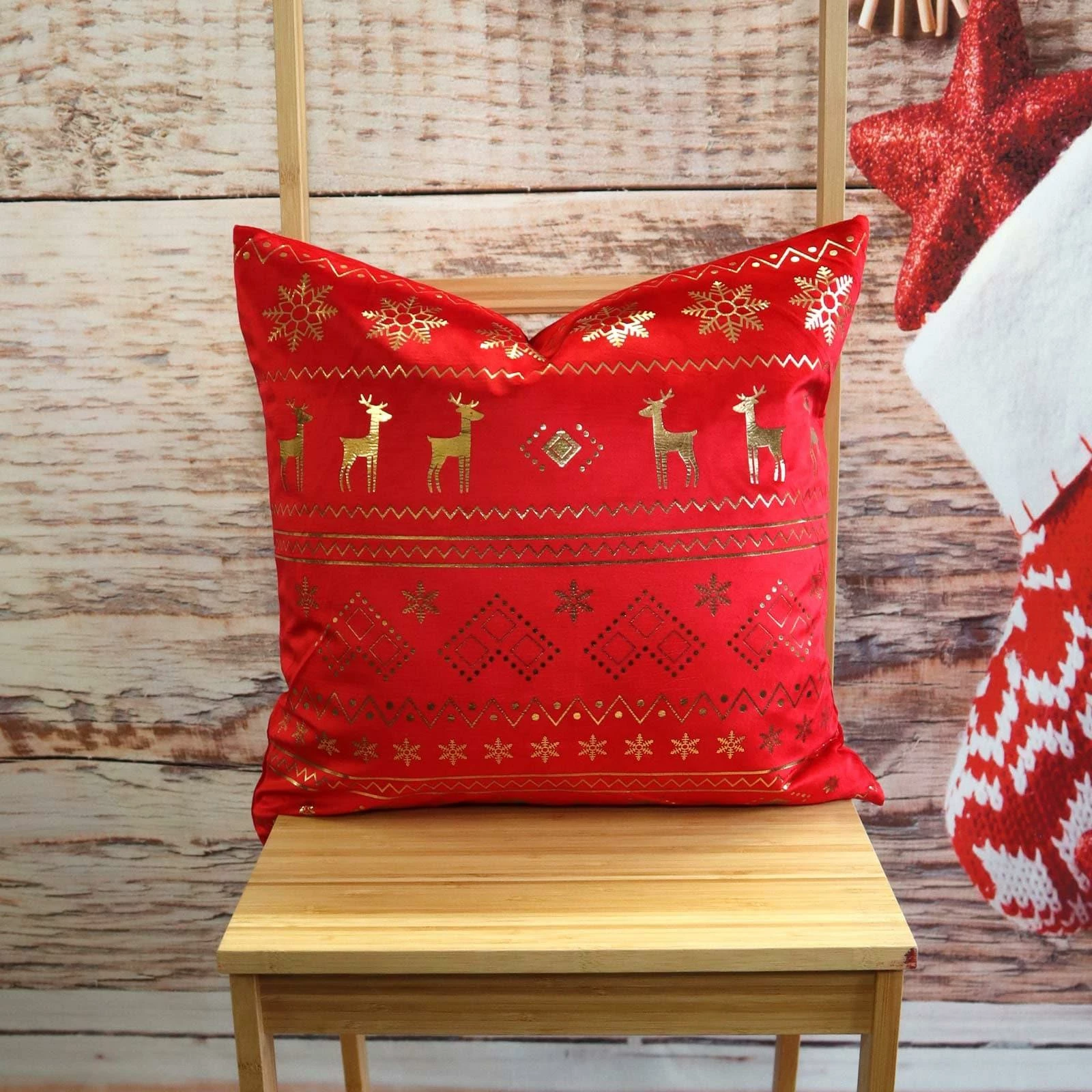 Reindeer Velvet Christmas Cushion Cover 18" X 18" 3 Reindeer Velvet Christmas Cushion Cover 18" X 18"