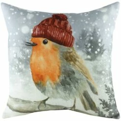 Snowy Robin Wintery Christmas Filled Cushions