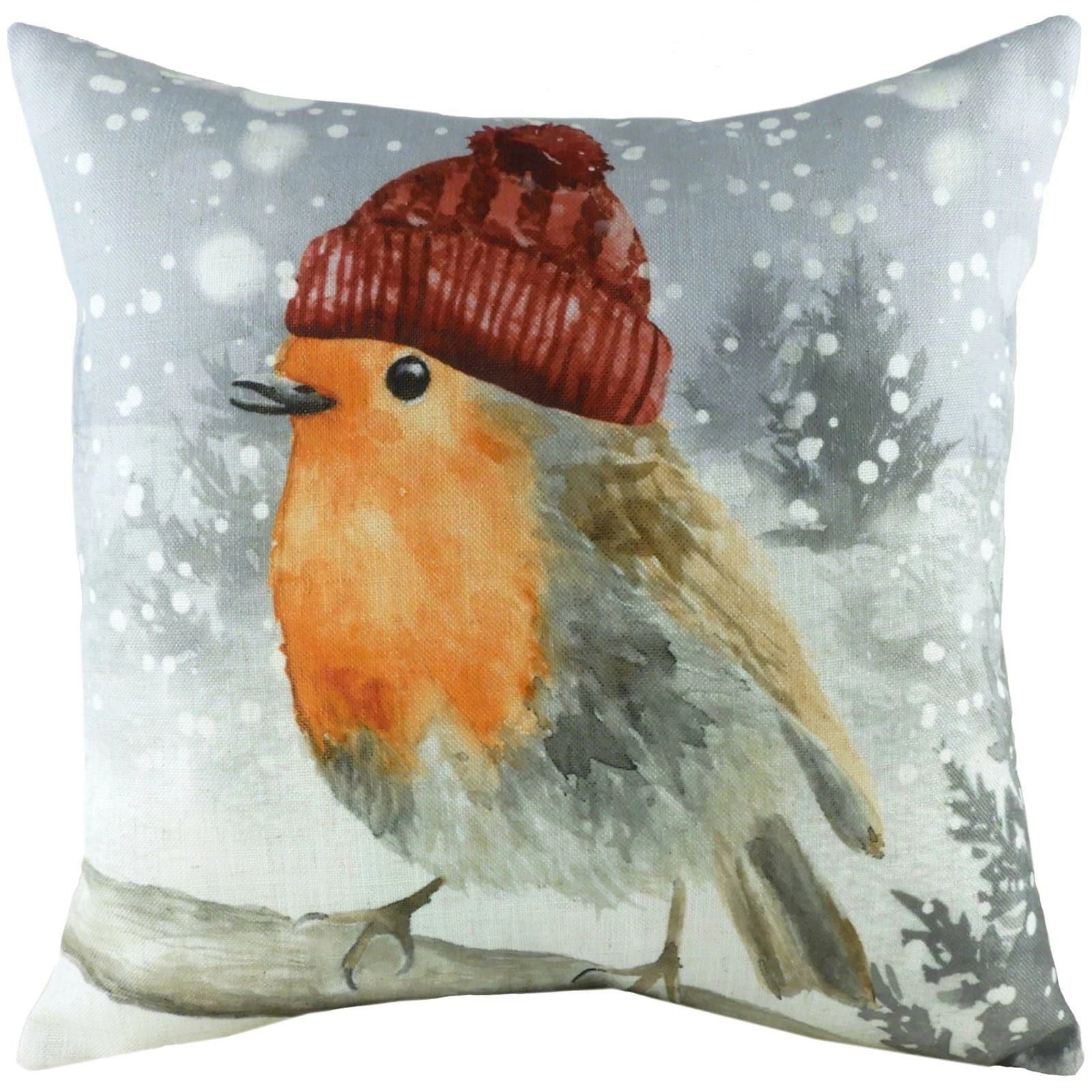 Snowy Robin Wintery Christmas Filled Cushions 3 Snowy Robin Wintery Christmas Filled Cushions