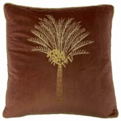 Furn Desert Palm Embroidered Velvet Rock Rose Cushion Cover 20'' X 20''