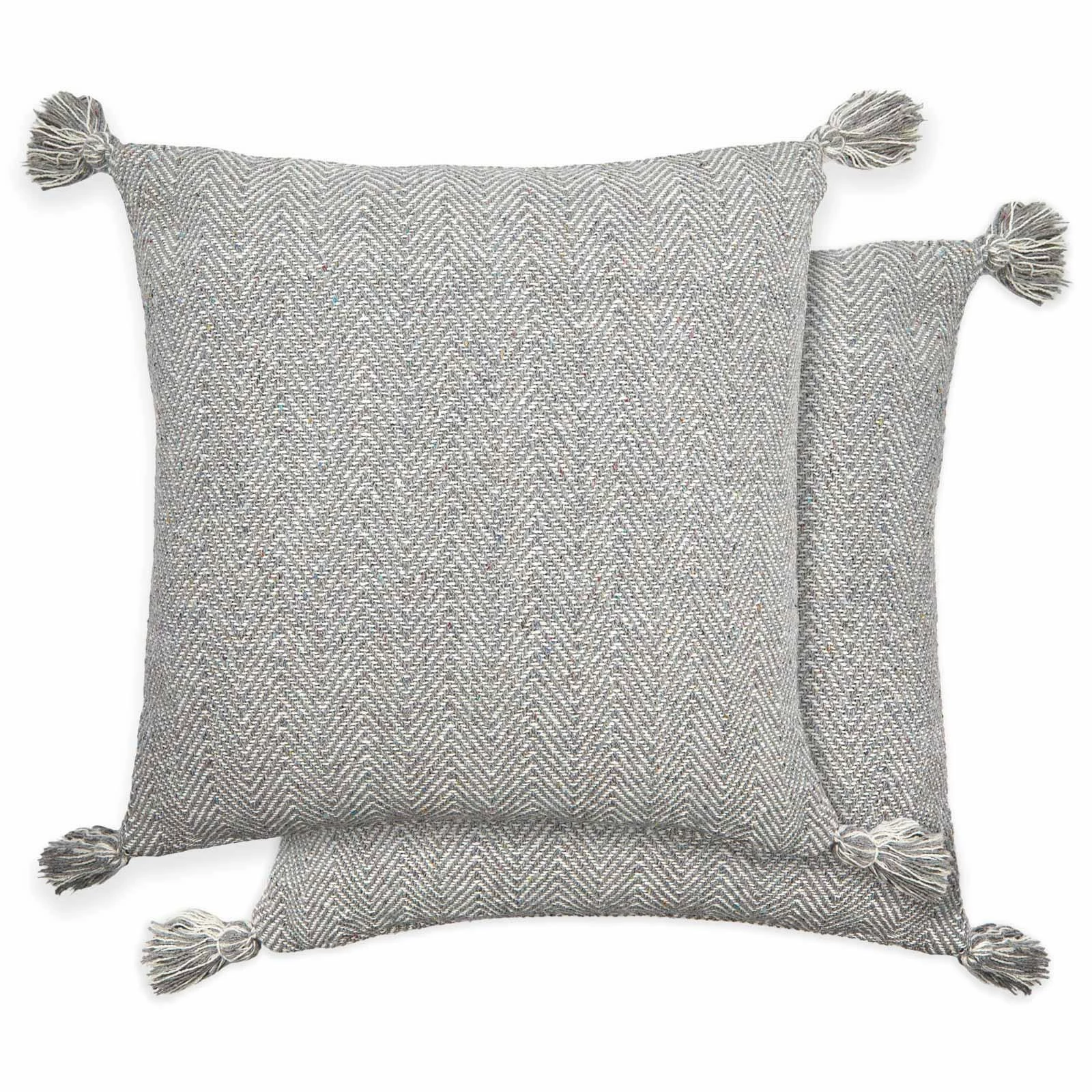 Herringbone Woven Silver Cushion Cover 17'' X 17'' 4 Herringbone Woven Silver Cushion Cover 17'' X 17'' - Image 2