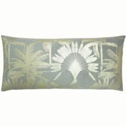 Malaysian Palm Metallic Leaf Velvet Silver Filled Cushions
