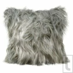 Mongolian Faux Fur Silver Cushion Cover 17'' X 17''