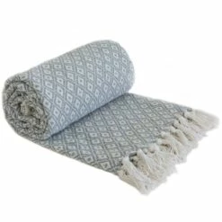 Casablanca Diamond Recycled Cotton Throw Silver