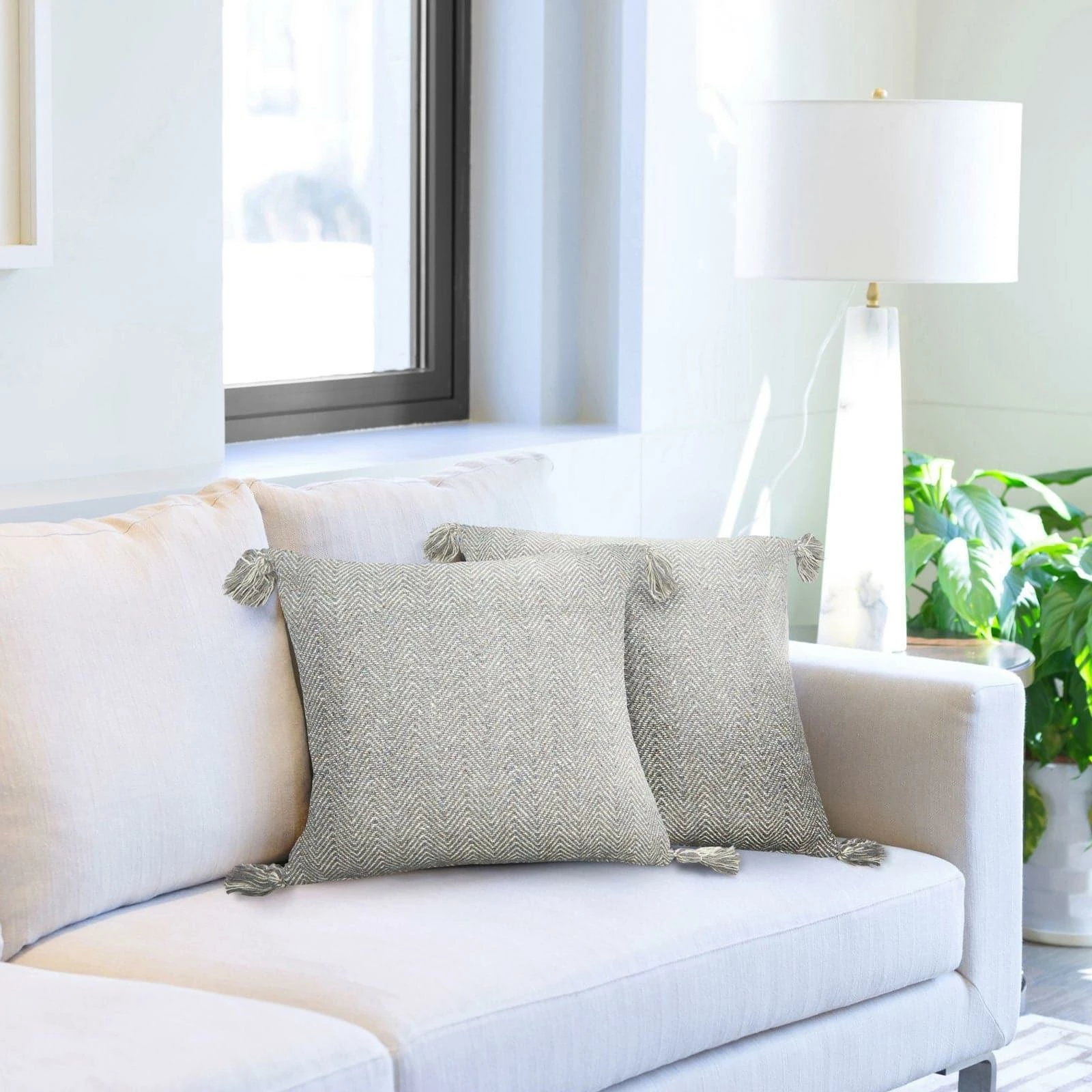 Herringbone Woven Silver Cushion Cover 17'' X 17'' 3 Herringbone Woven Silver Cushion Cover 17'' X 17''