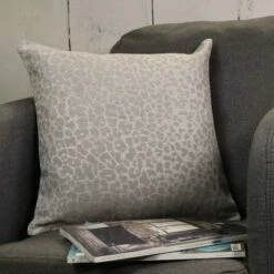 Sahara Leopard Print Silver Cushion Covers 18'' X 18''