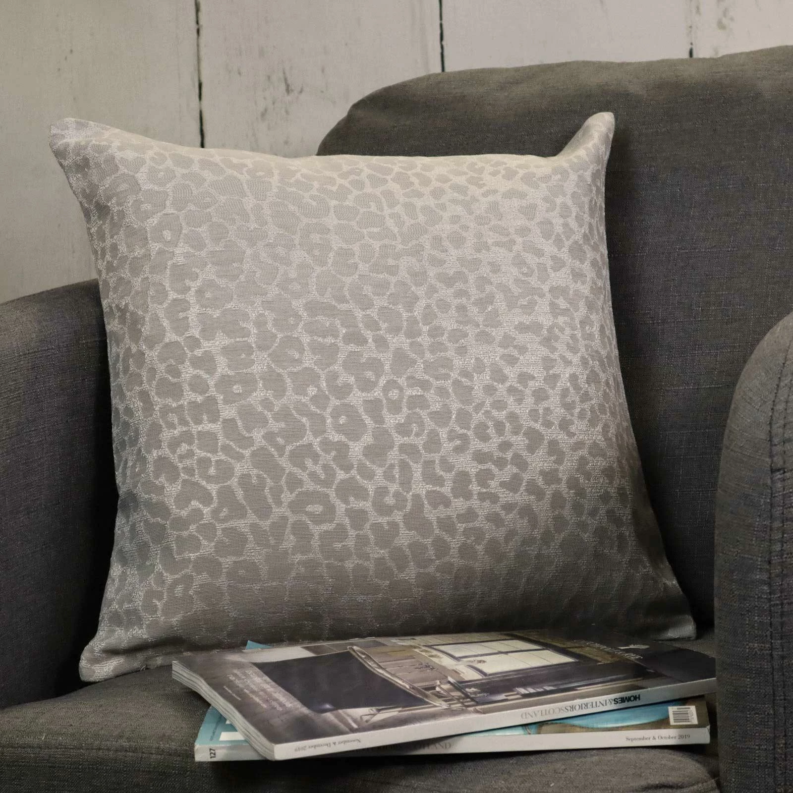 Sahara Leopard Print Silver Cushion Covers 18'' X 18'' 3 Sahara Leopard Print Silver Cushion Covers 18'' X 18''
