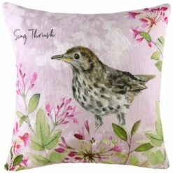Song Thrush Watercolour Painted Style Cushion Covers 17'' X 17''