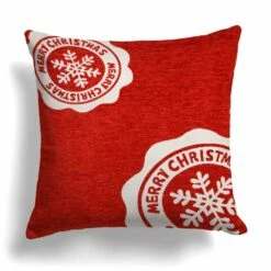 Ideal Christmas Stamp Chenille Red Cushion Covers 18" X 18" -Ideal Shop stamp 1.1