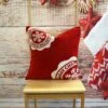 Ideal Christmas Stamp Chenille Red Cushion Covers 18" X 18" -Ideal Shop stamp 1.2