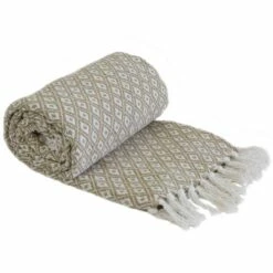 Casablanca Diamond Recycled Cotton Throw Taupe