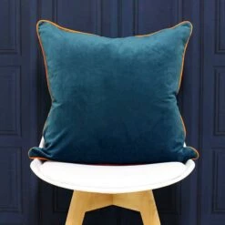 Meridian Piped Velvet Teal & Clementine Filled Cushions 22'' X 22'' -Ideal Shop tealclementine 2 d7843cef e45b 4495 9f63 cf8ccff5acb6