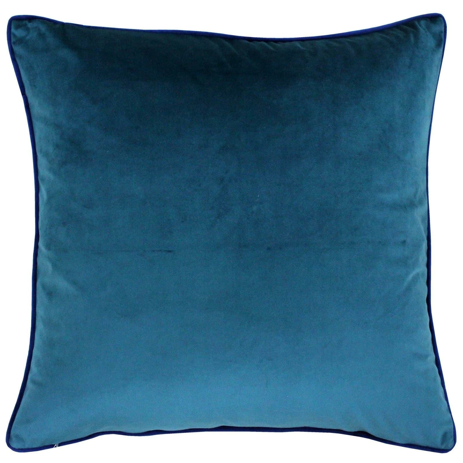 Meridian Piped Velvet Teal & Navy Blue Filled Cushions 22'' X 22'' 3 Meridian Piped Velvet Teal & Navy Blue Filled Cushions 22'' X 22''