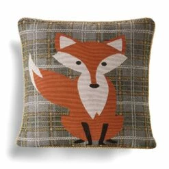 Vixen Fox Tweed Woven Tapestry Cushion Cover 18" X 18"