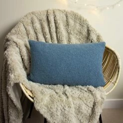 Furn Malham Shearling Fleece Wedgewood Cushion Cover 12'' X 20''