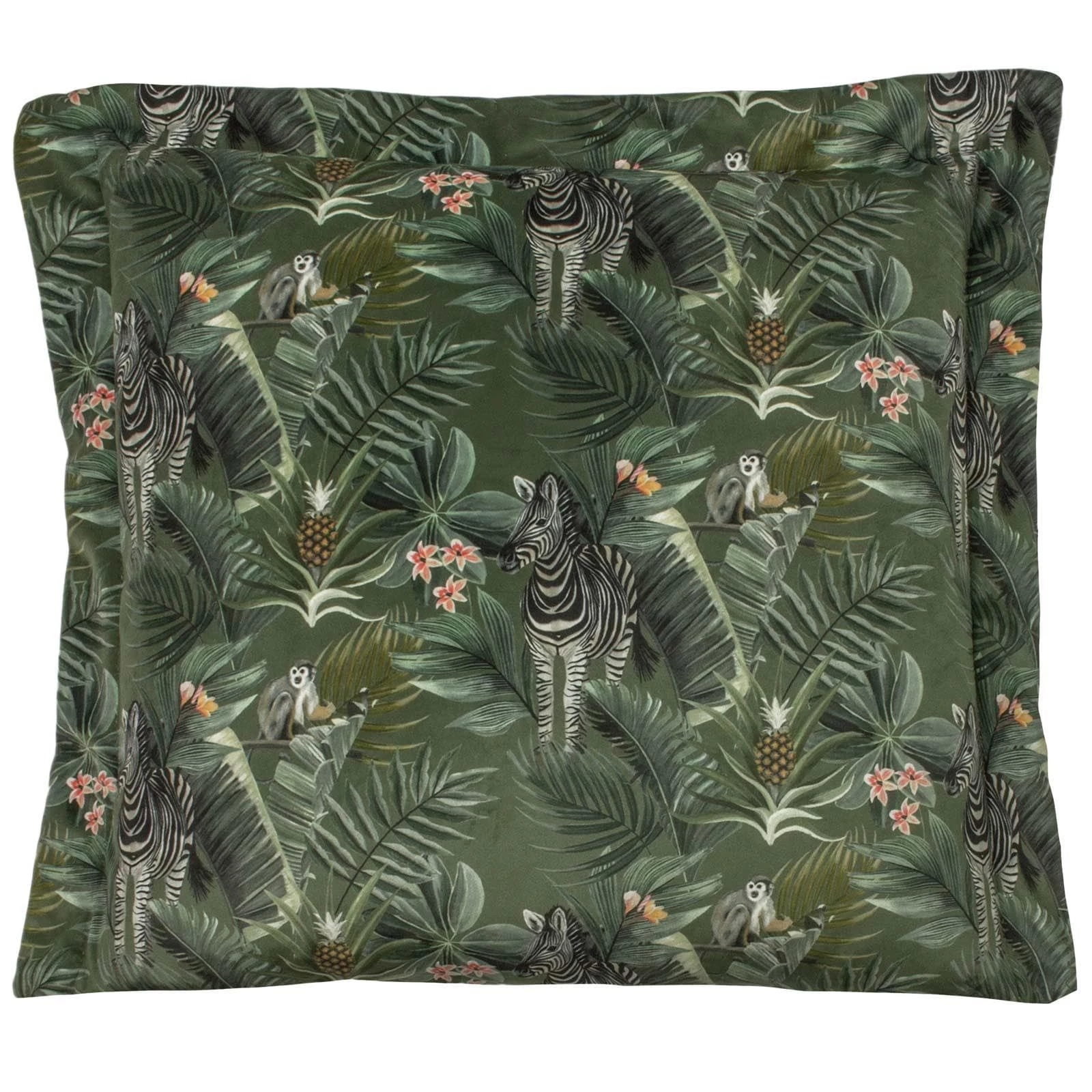 Manyara Zebra Jungle Print Velvet Green Cushion Covers 20'' X 20'' 3 Manyara Zebra Jungle Print Velvet Green Cushion Covers 20'' X 20''